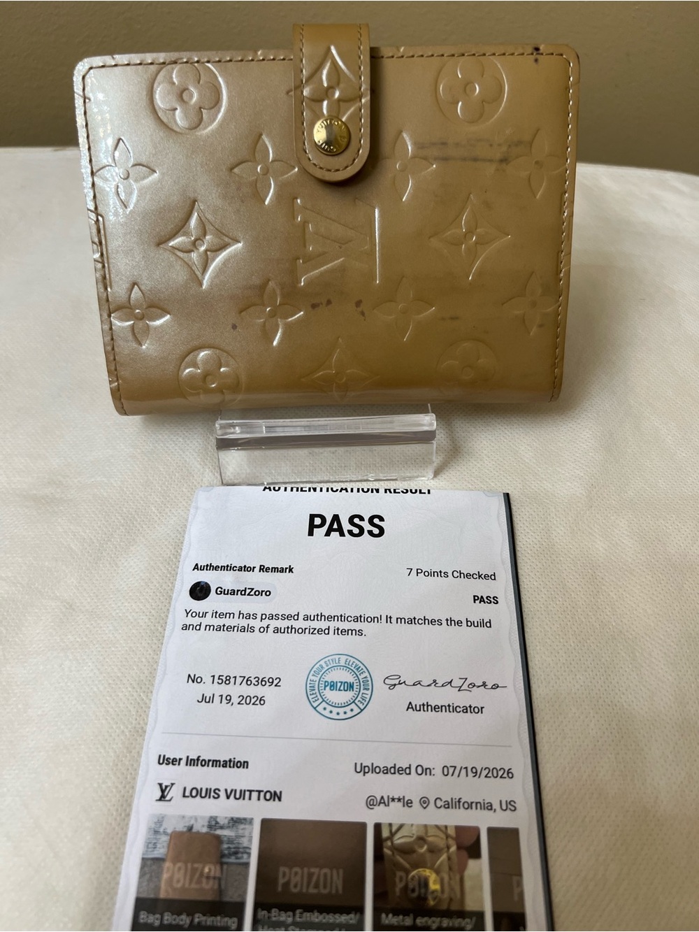 Louis Vuitton Beige Vernis Monogram Patent Organizer w COA